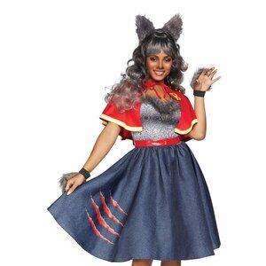 Teen Wolf Costume for Women – 6 PC Halloween Outfit with Fur-Trimmed Dress